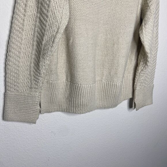 H&M Chunky Knit Slit Hem Slit Cuff Khaki Sweater M - Picture 8 of 9